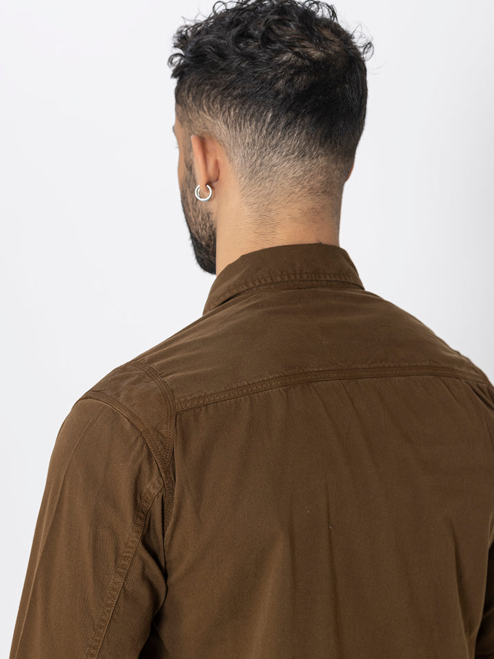Brown utility shirt double pockets