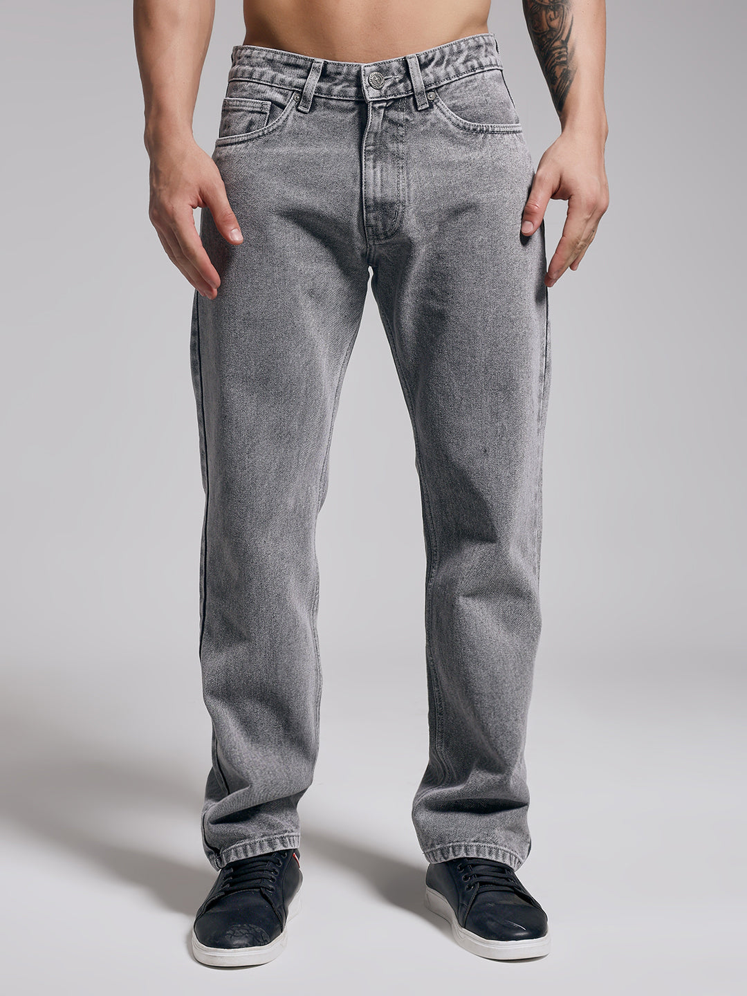 Men's stone wash light grey jeans – St.Jones