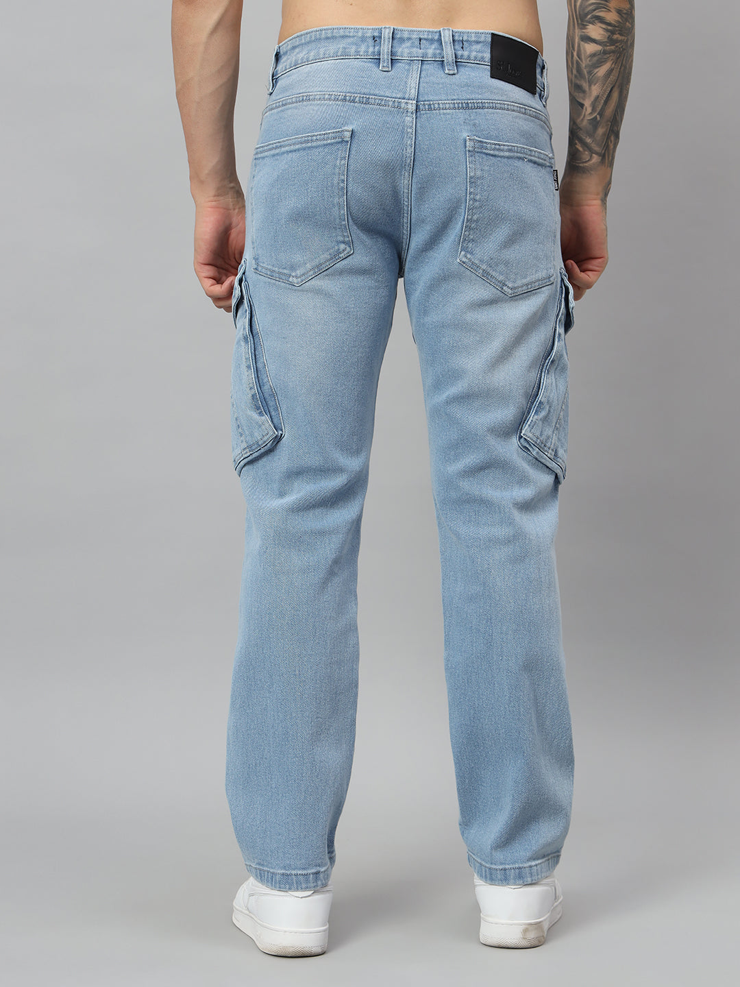 Ice wash cargo jeans