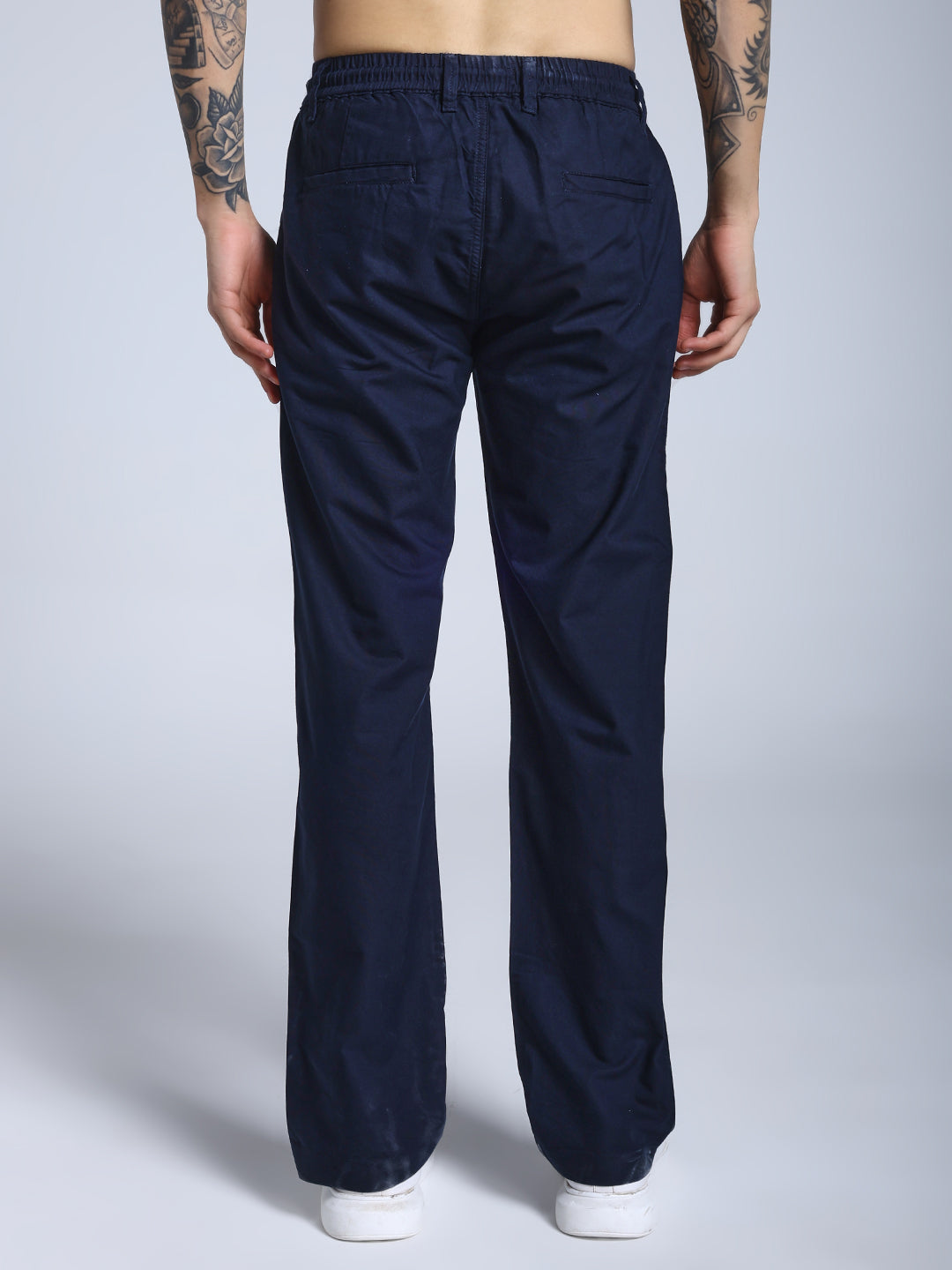 Navy blue elastic dobby travel jogger