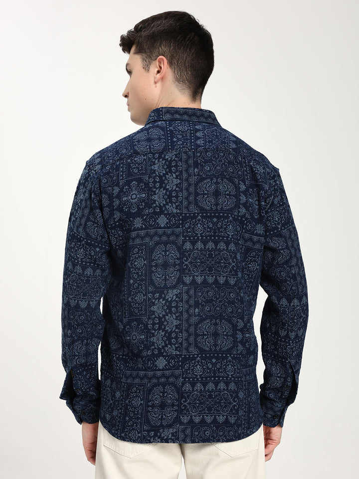 Blue Denim Patterned Shirt
