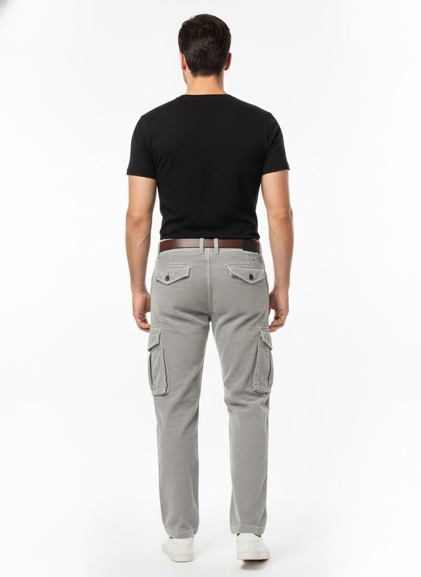 Men’s Grey Corduroy Cargo Pants