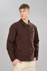 Men’s Dark Brown Casual Zip-Up Jacket