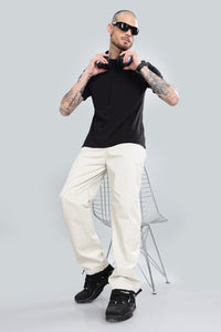 MEN'S CREAM STRAIGHT PANTS.