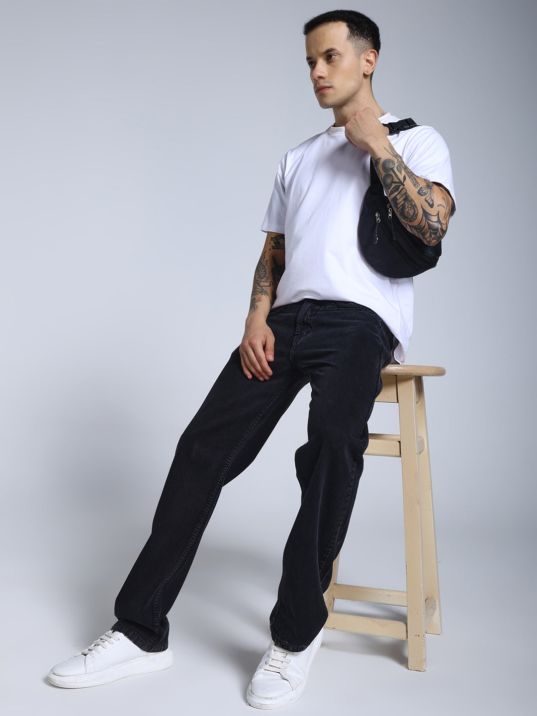 Men's Grey black acru wash jeans