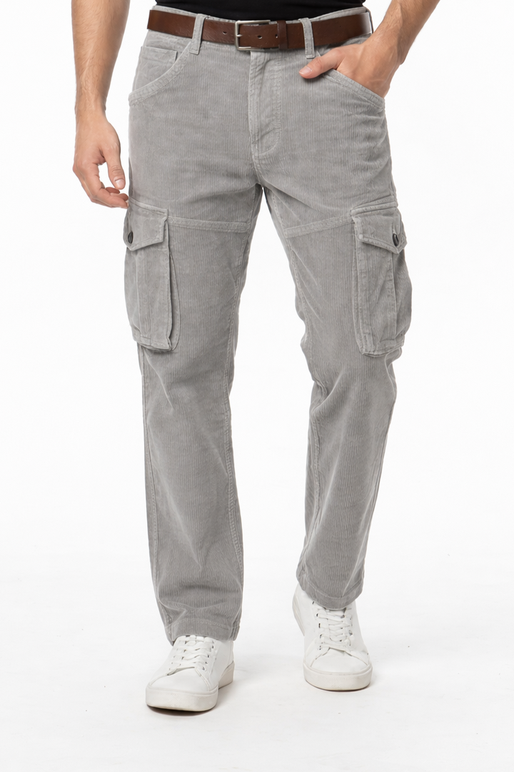 Men’s Grey Corduroy Cargo Pants