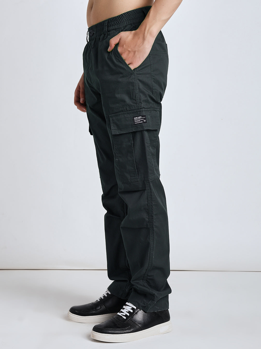 Men's New edition Six pockets straight green cargo