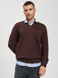 Men’s Rich Brown V-Neck Sweater