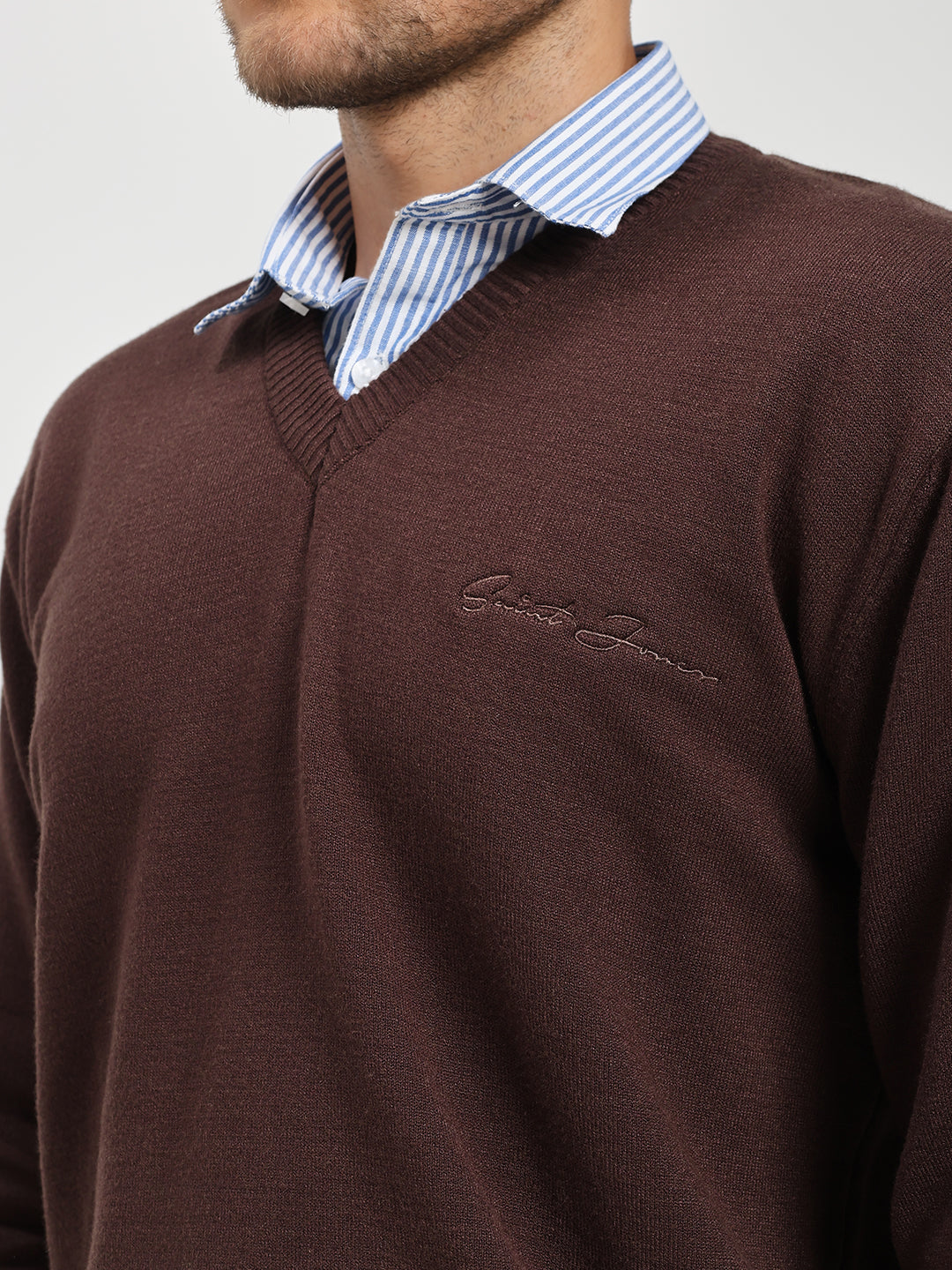 Men’s Rich Brown V-Neck Sweater