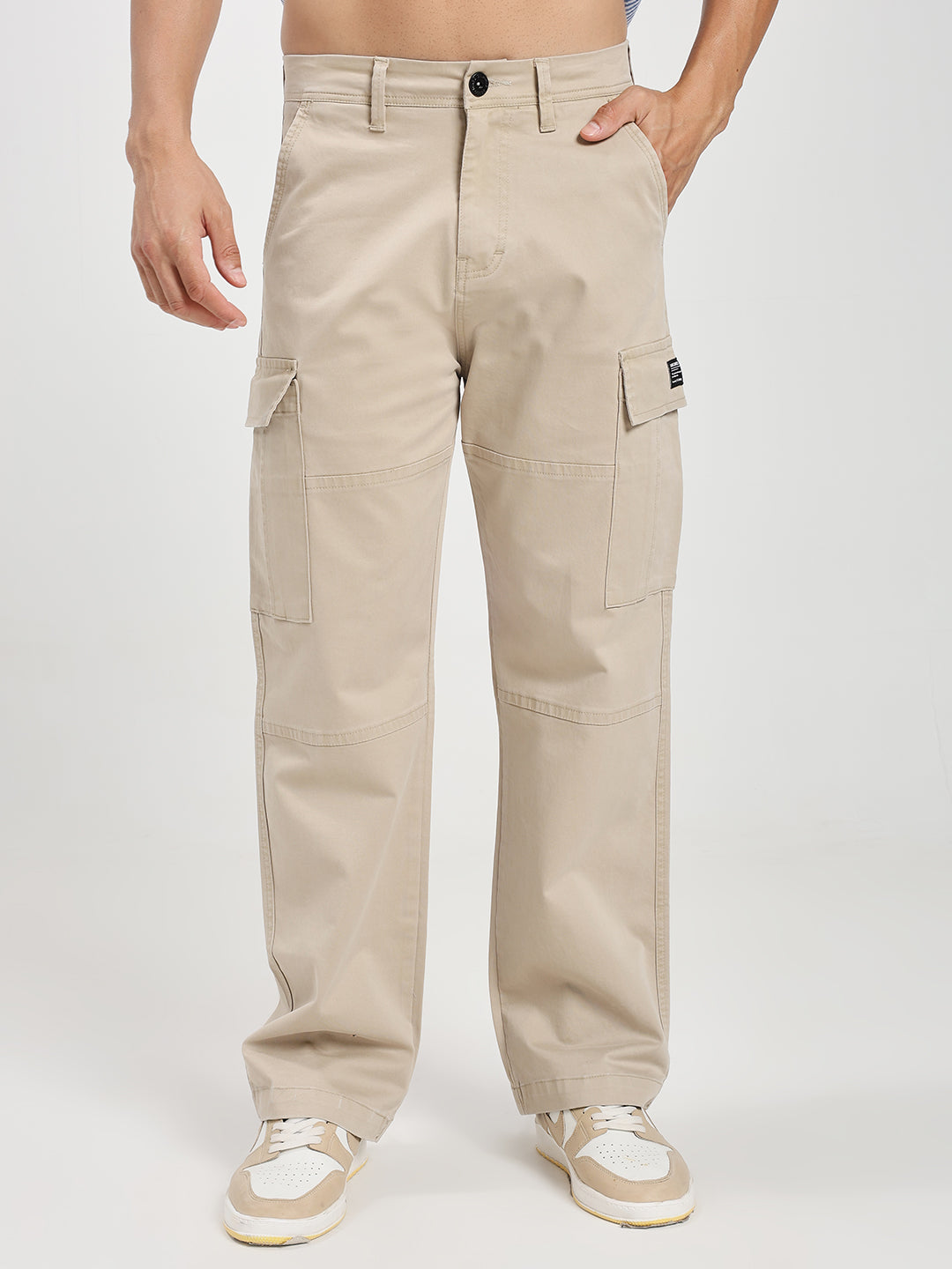 Men’s Relaxed Fit Beige Cargo Pants