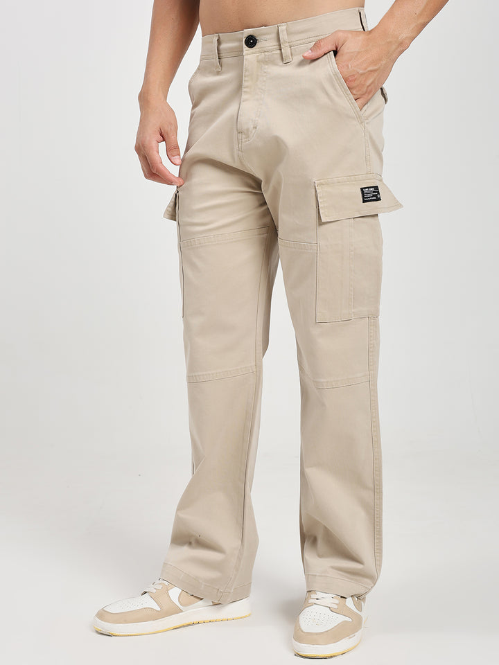 Men’s Relaxed Fit Beige Cargo Pants