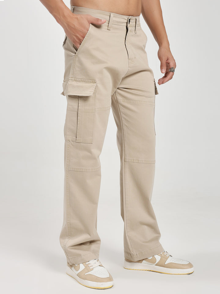 Men’s Relaxed Fit Beige Cargo Pants