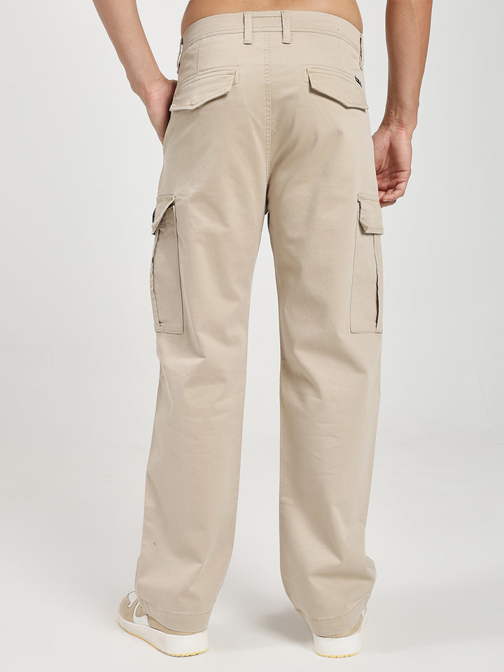 Men’s Relaxed Fit Beige Cargo Pants