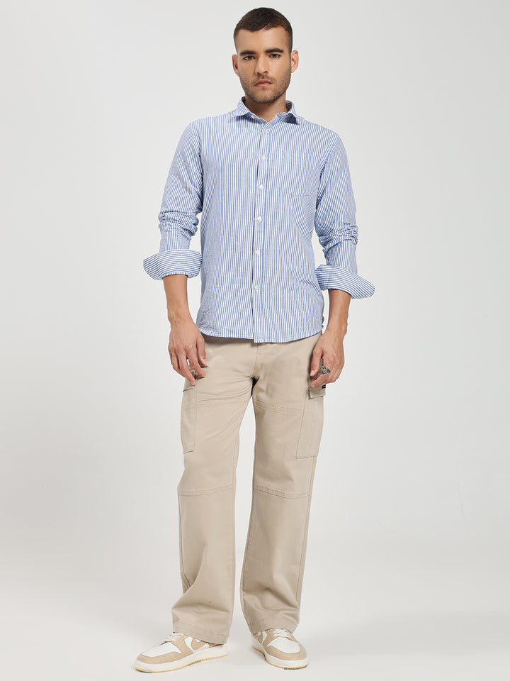 Men’s Relaxed Fit Beige Cargo Pants