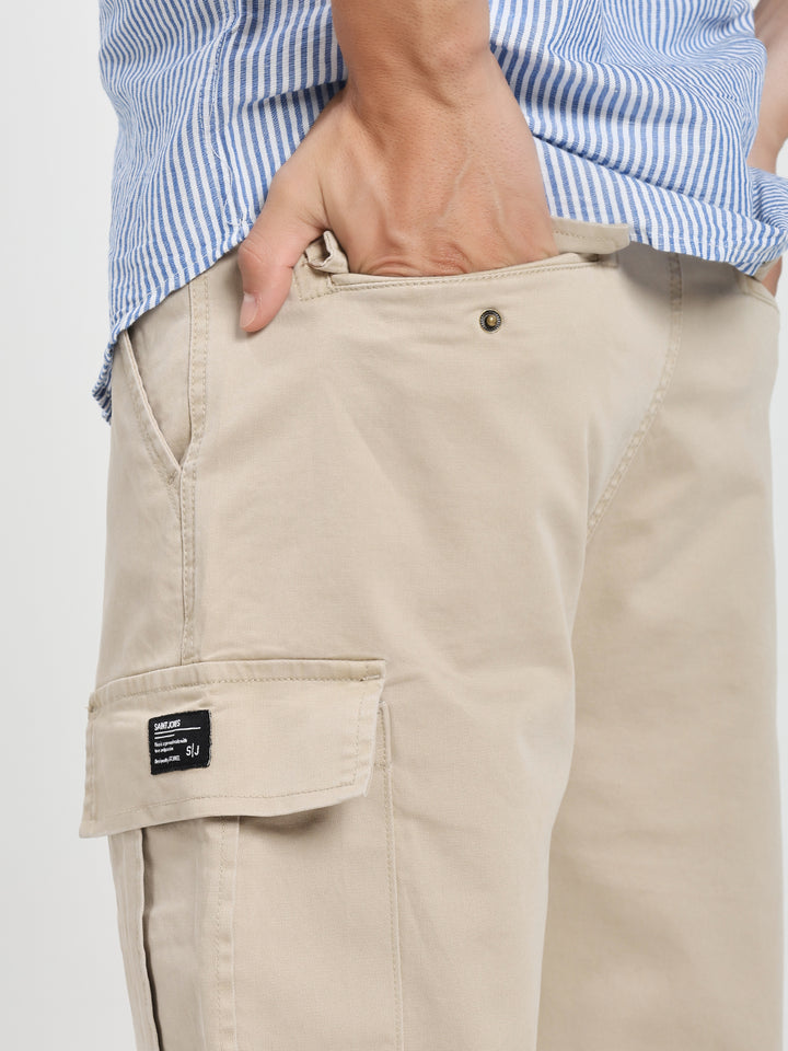 Men’s Relaxed Fit Beige Cargo Pants