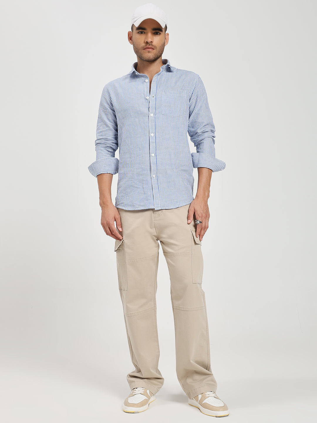 Men’s Relaxed Fit Beige Cargo Pants