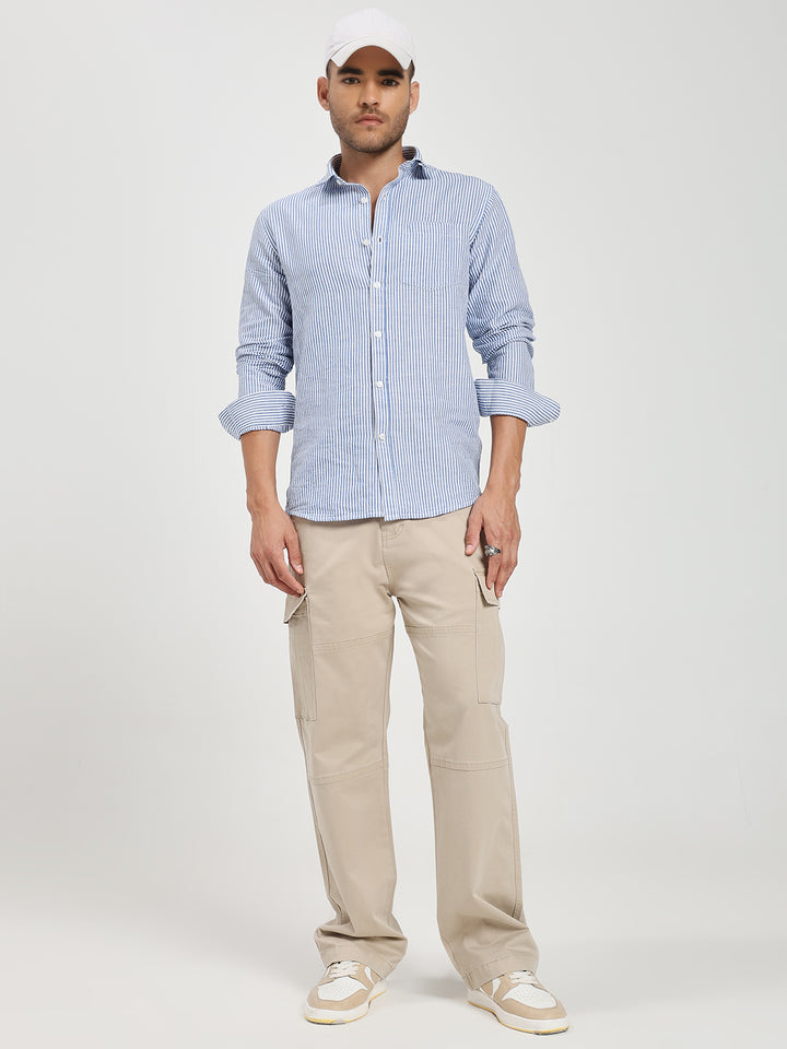 Men’s Relaxed Fit Beige Cargo Pants