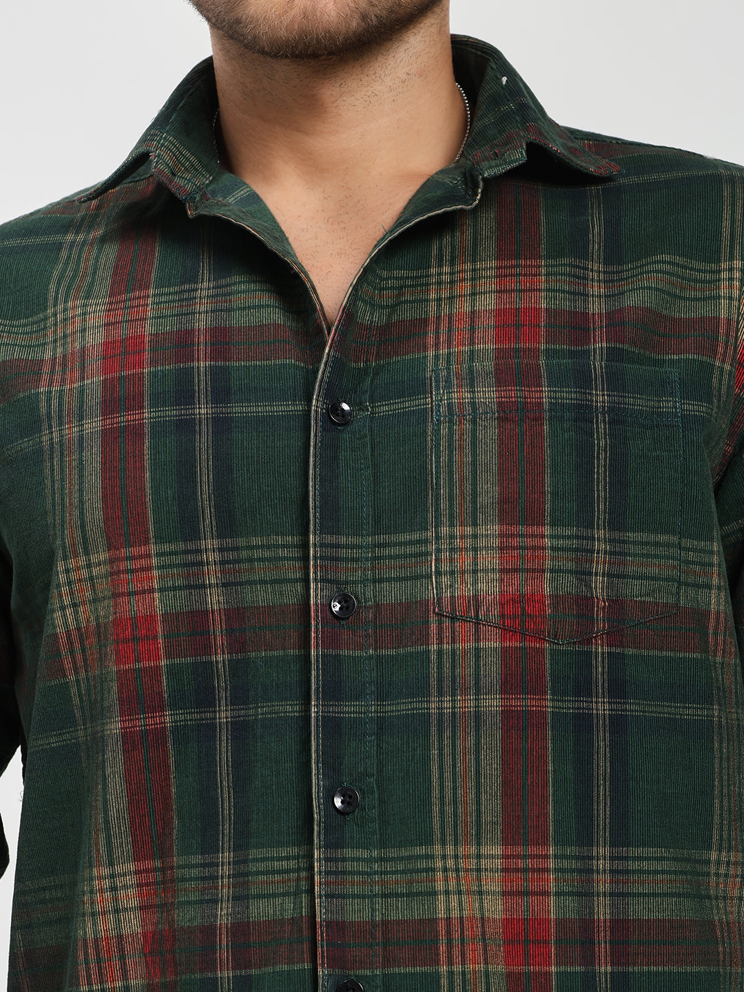 Men’s Green & Red Tartan corduroy Shirt
