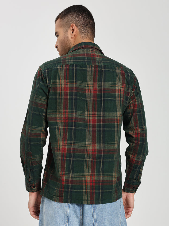 Men’s Green & Red Tartan corduroy Shirt