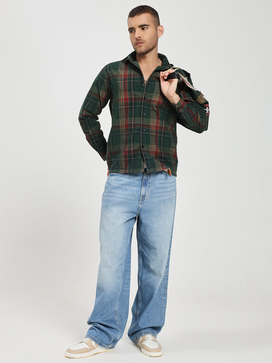 Men’s Green & Red Tartan corduroy Shirt