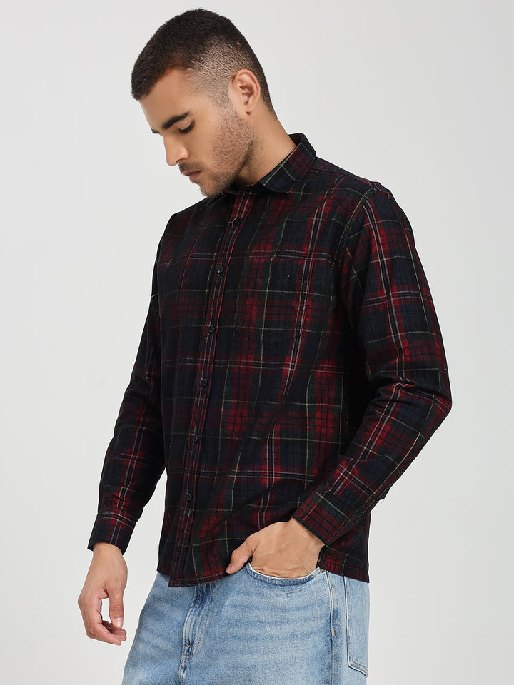 Men’s Navy & Red Tartan corduroy Shirt