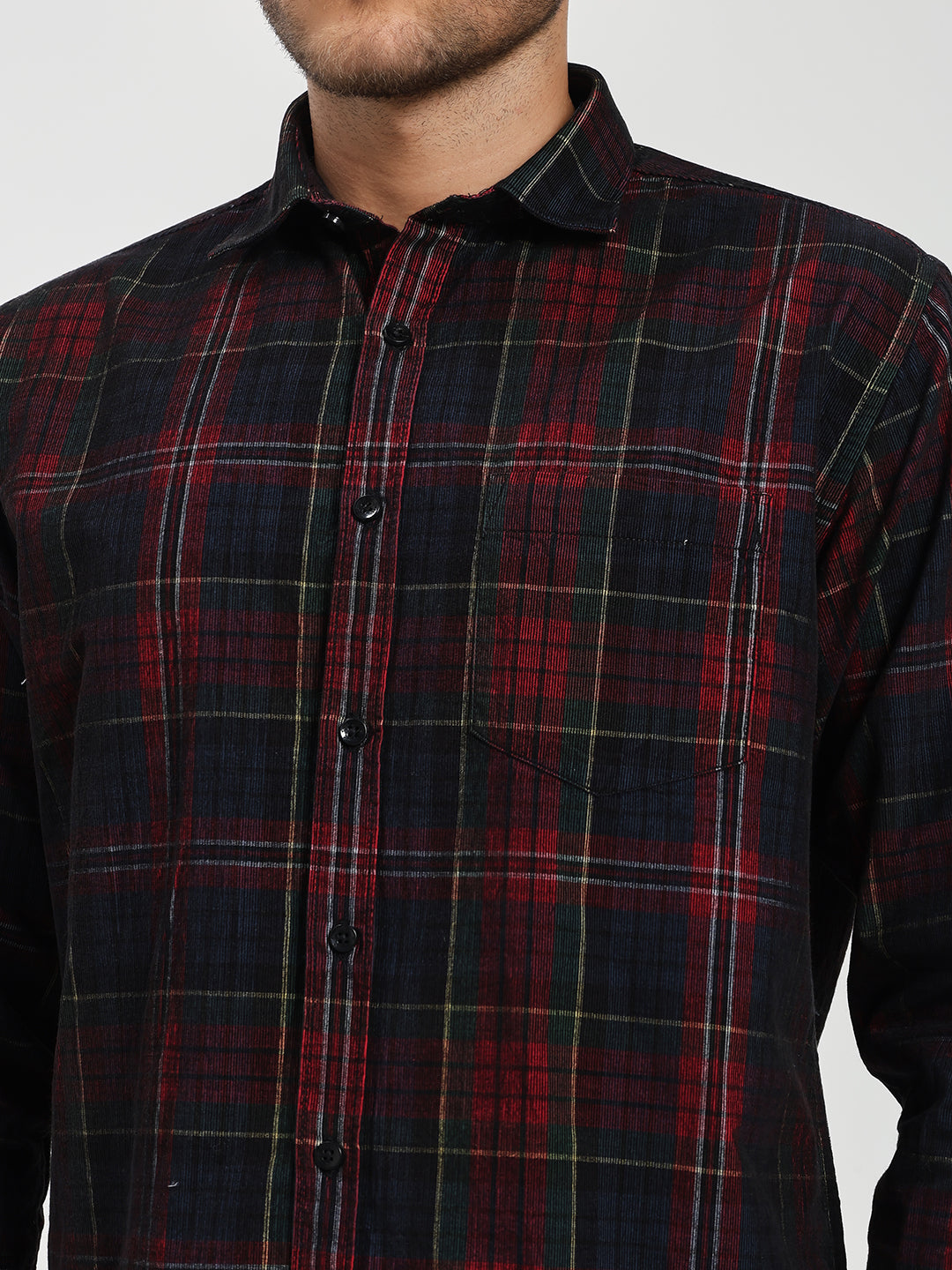 Men’s Navy & Red Tartan corduroy Shirt