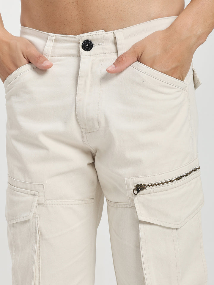 Men’s Casual Cream Cargo Pants