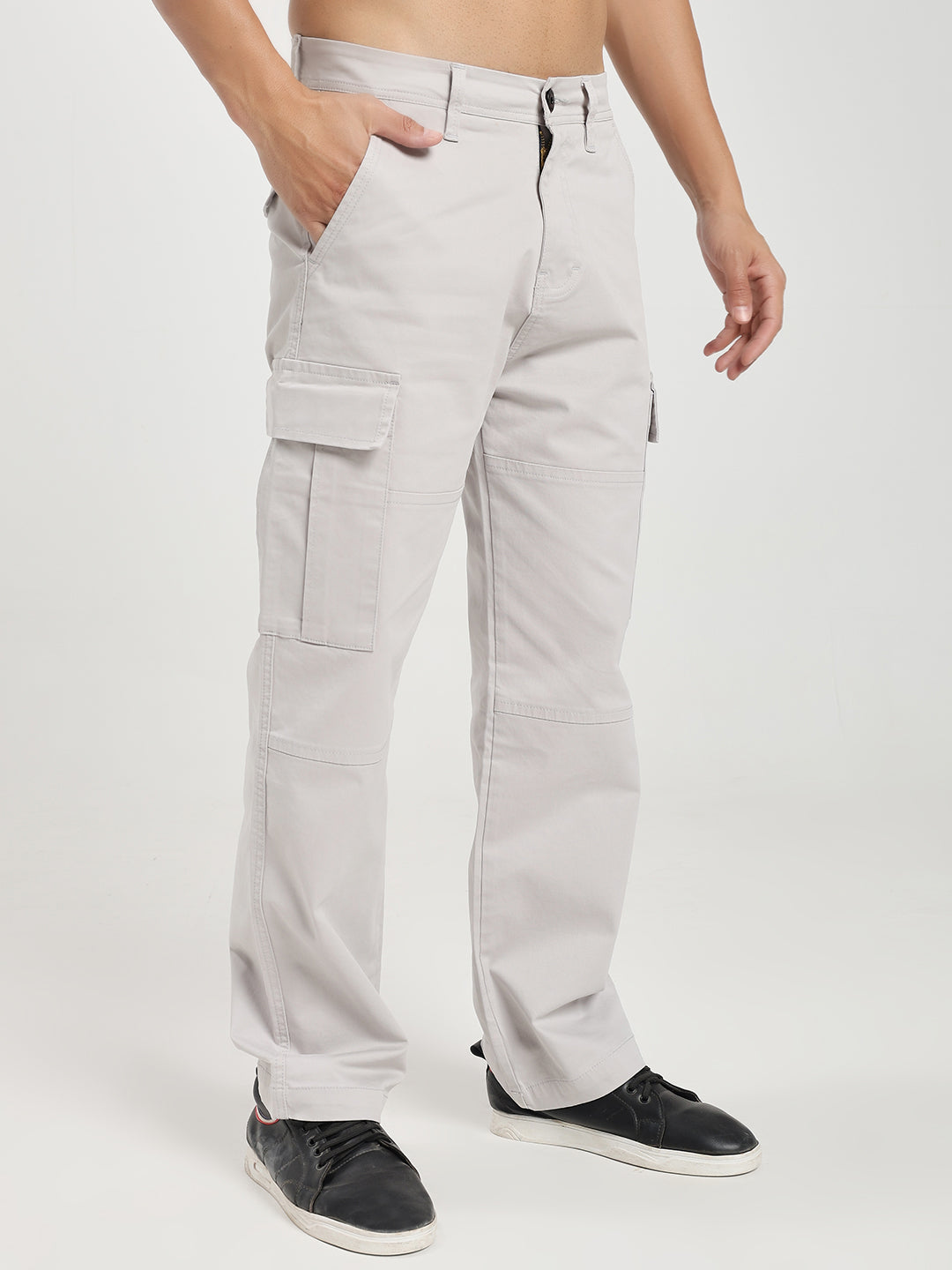 Men’s Relaxed Fit Light Grey Cargo Pants