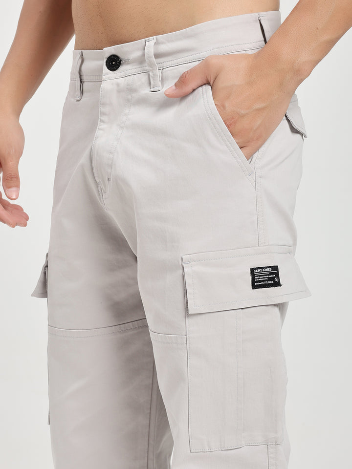 Men’s Relaxed Fit Light Grey Cargo Pants