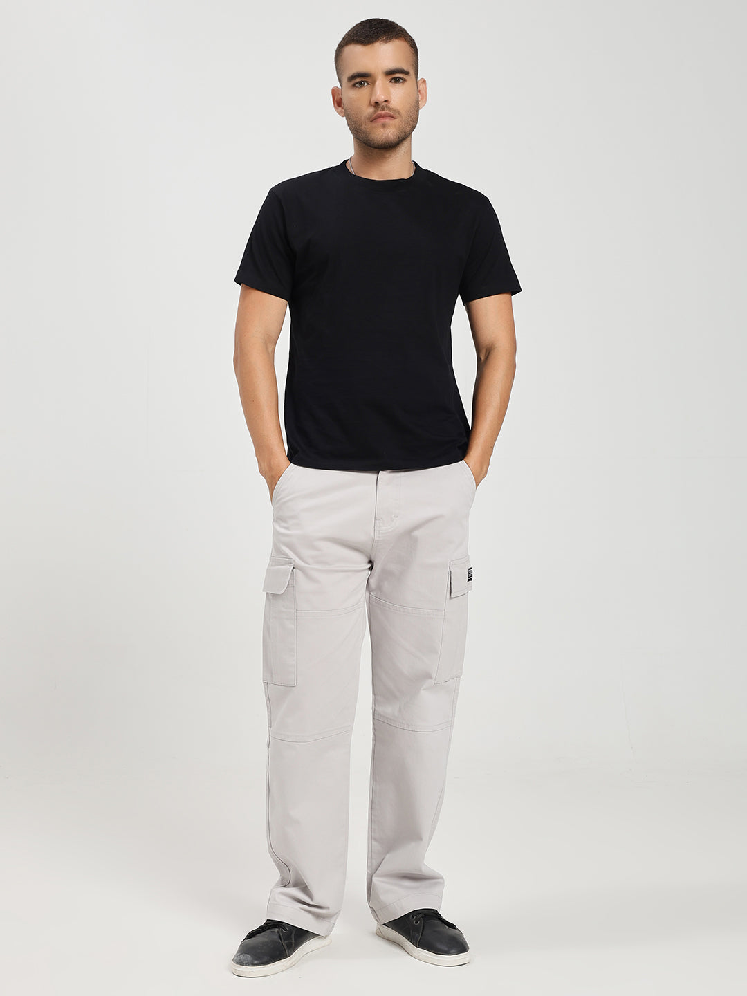 Men’s Relaxed Fit Light Grey Cargo Pants