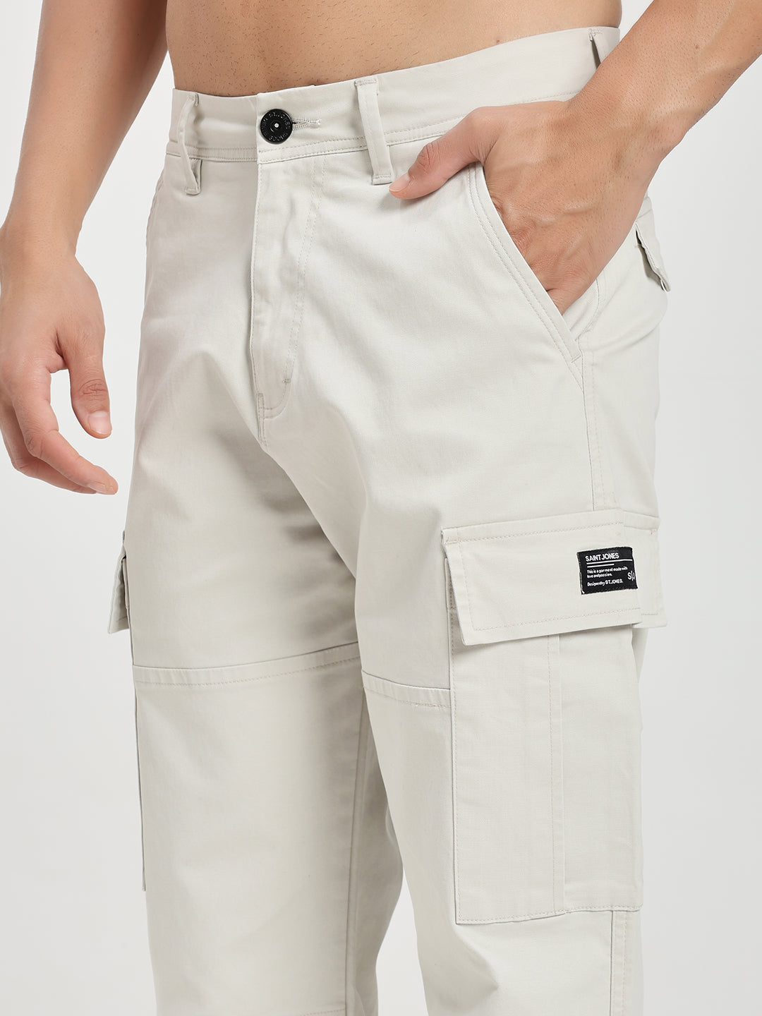 Men’s Relaxed Fit Cream Cargo Pants