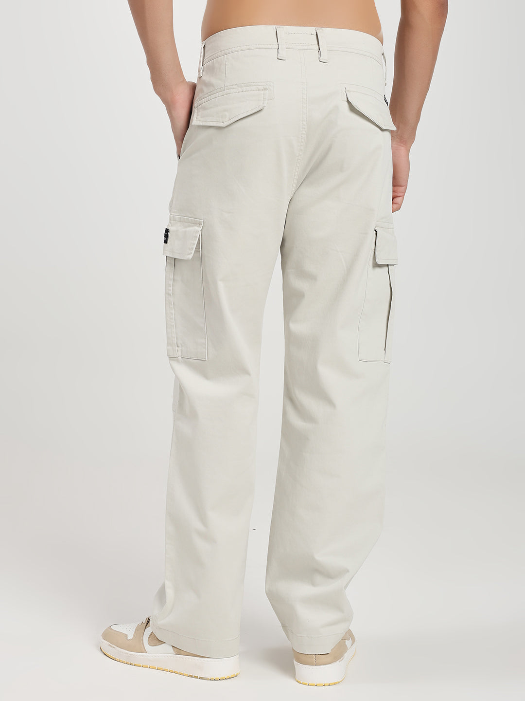Men’s Relaxed Fit Cream Cargo Pants