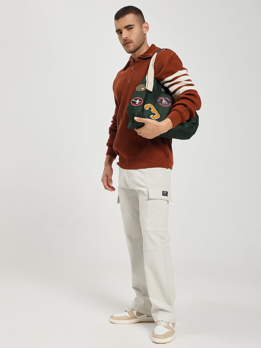 Men’s Relaxed Fit Cream Cargo Pants