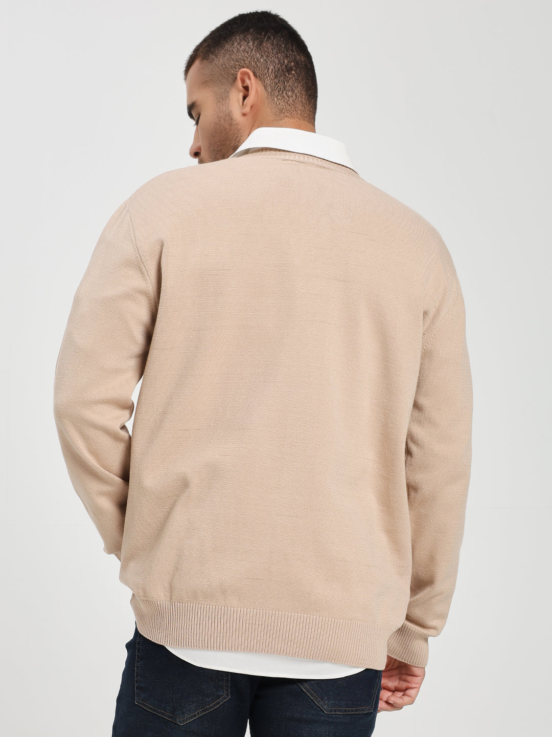 Men’s Beige V-Neck Sweater