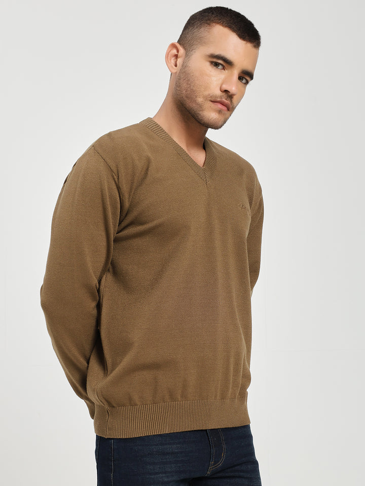 Men’s Khaki V-Neck Sweater