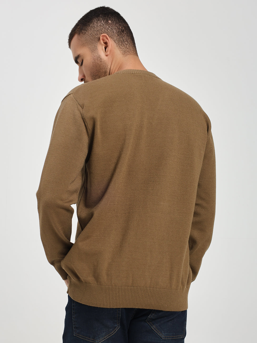 Men’s Khaki V-Neck Sweater