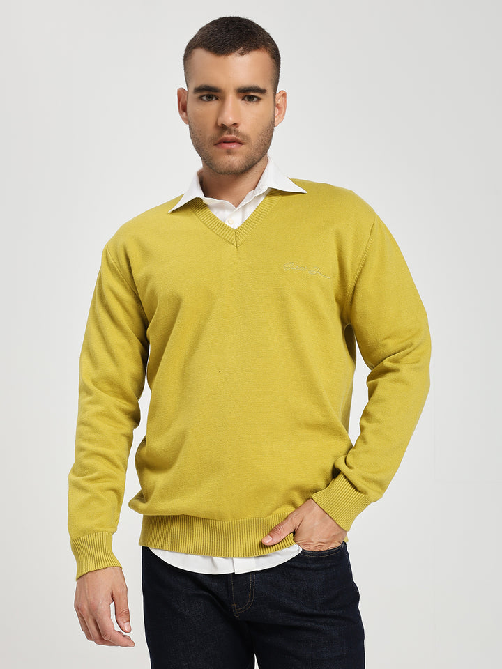 Men’s Yellow V-Neck Sweater