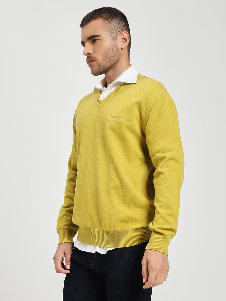 Men’s Yellow V-Neck Sweater