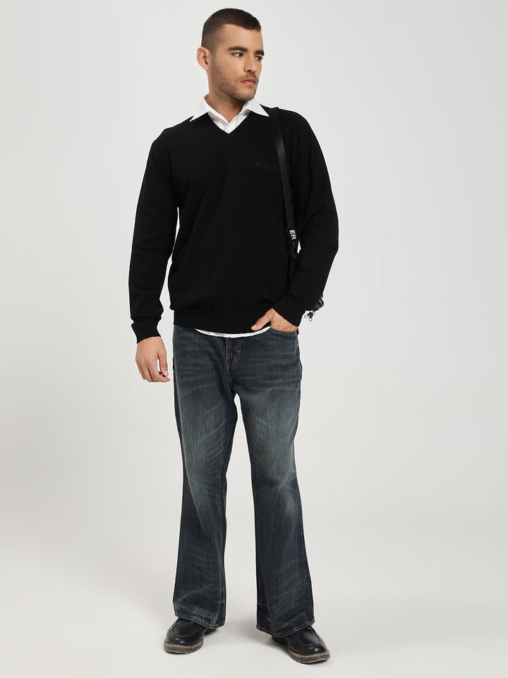 Men’s Black V-Neck Sweater