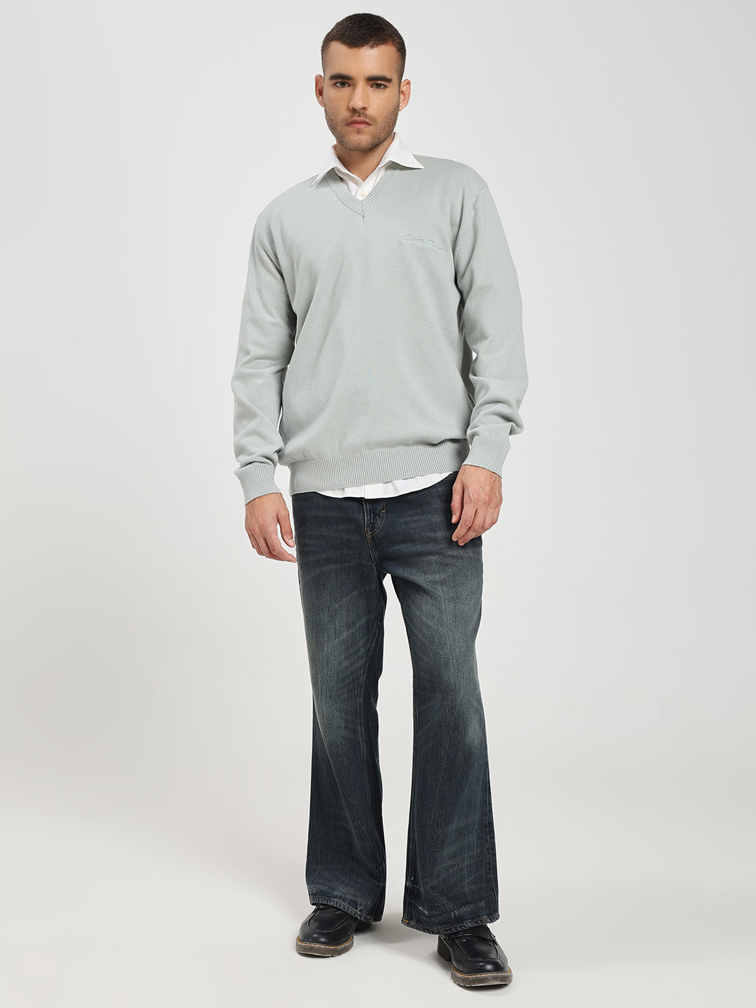 Men’s Icy Blue V-Neck Sweater