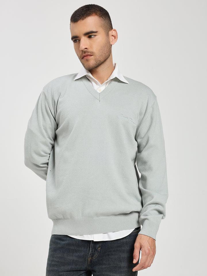 Men’s Icy Blue V-Neck Sweater