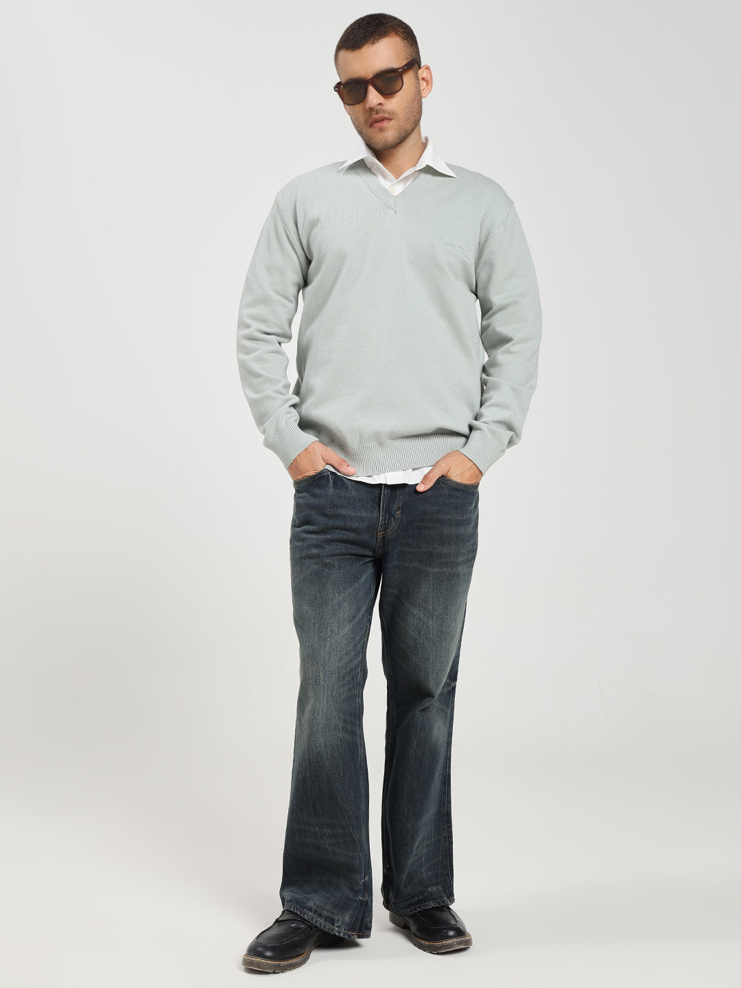 Men’s Icy Blue V-Neck Sweater