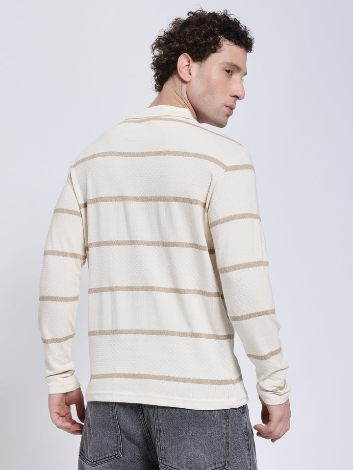 Full sleeve knitted pre-winter cream T-shirt