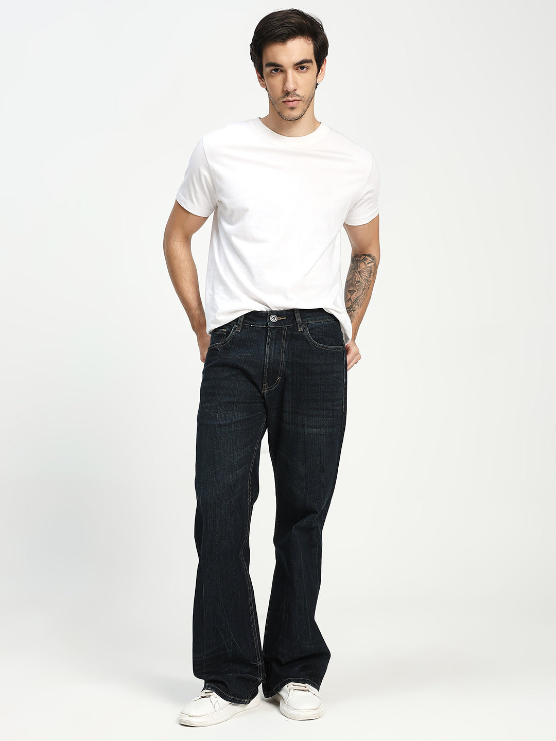 Men’s Dark Blue Bootcut Denim Jeans