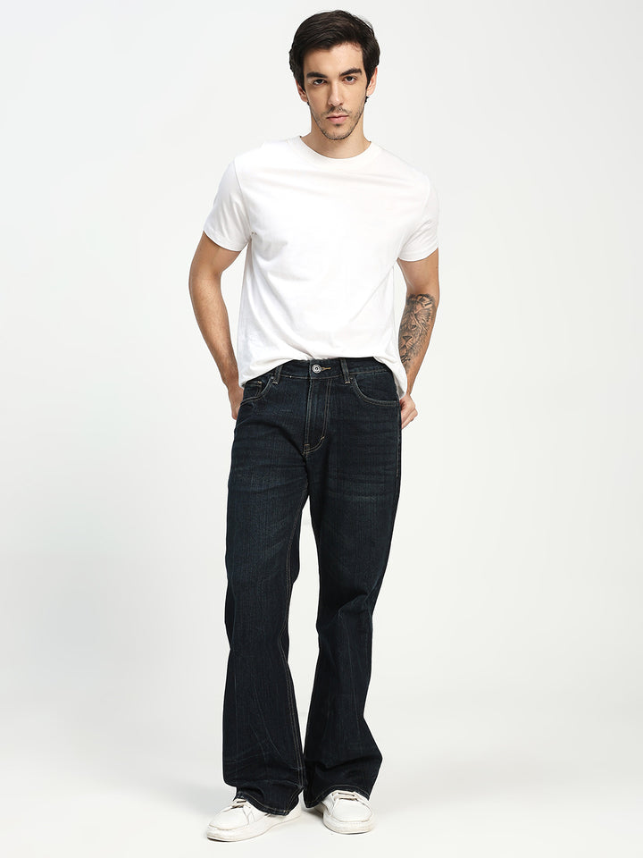 Men’s Dark Blue Bootcut Denim Jeans