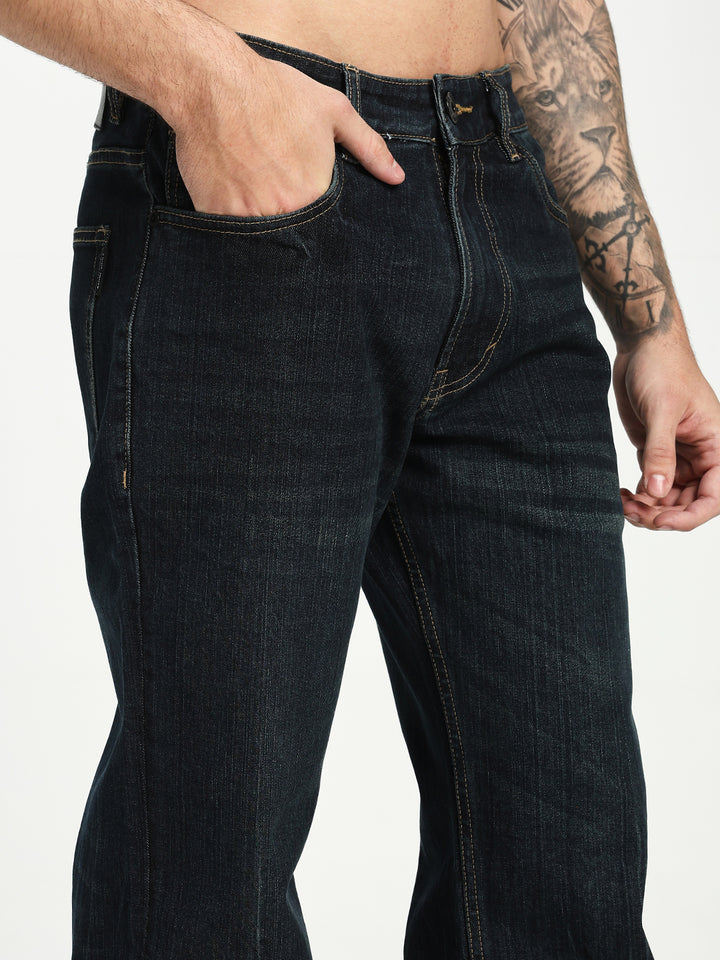 Men’s Dark Blue Bootcut Denim Jeans