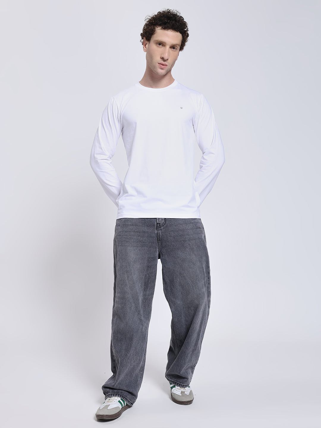 Men’s Solid White Full Sleeve Lycra T-Shirt