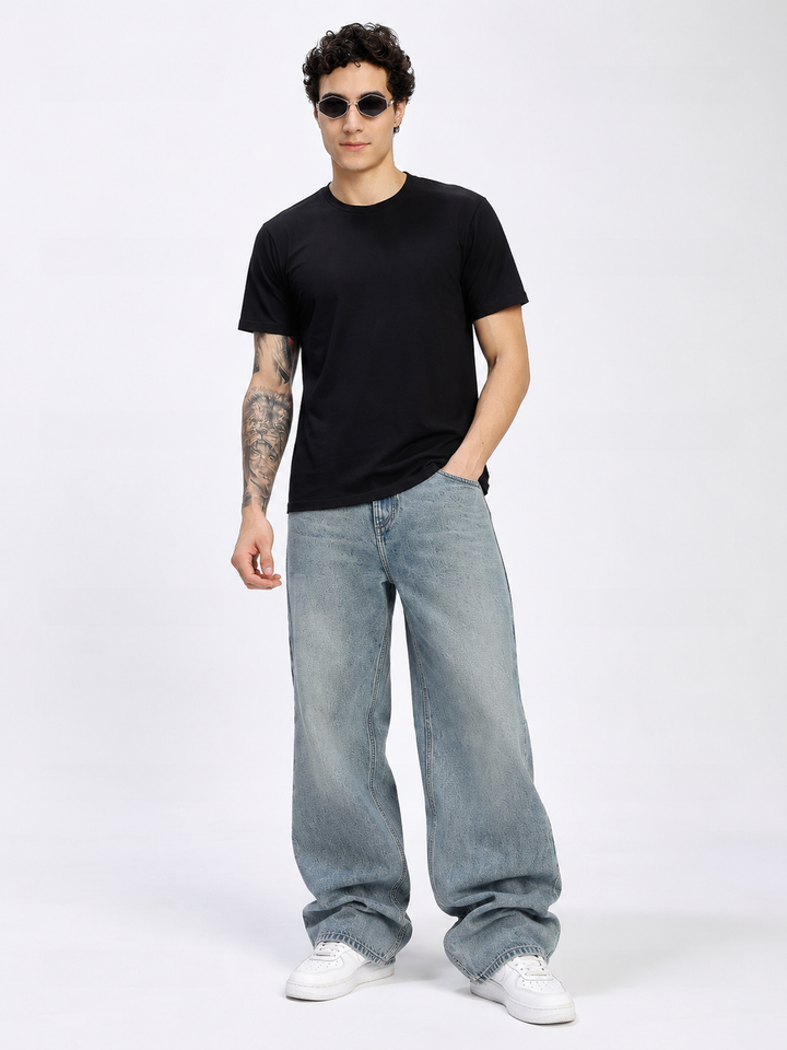 Men's Dusty Blue Baggy Fit Denim Jeans