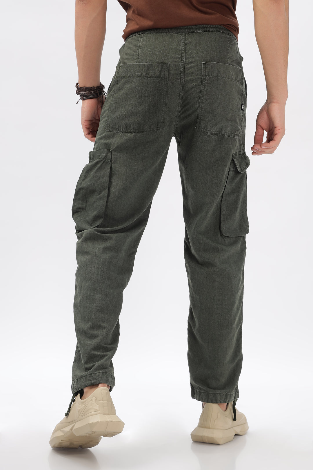 LINEN GREEN CARGO PANTS