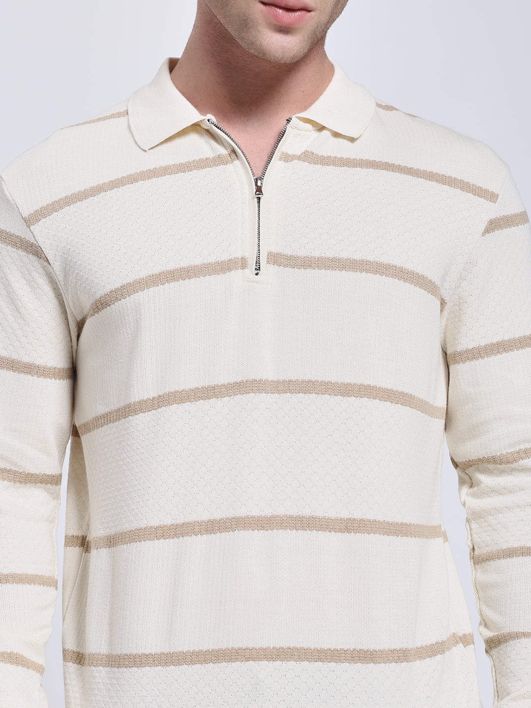Full sleeve knitted pre-winter cream T-shirt
